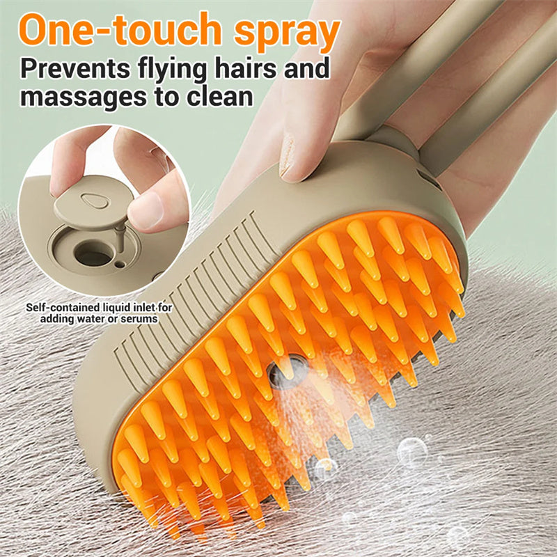 Cat Steam Brush 3 In 1 Electric Spray Hair For Massage Pet Grooming  Free Shipping ( 6 To 10 Days )