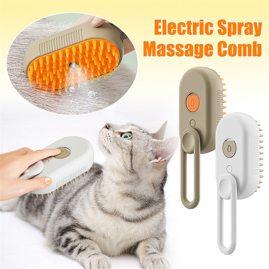 Cat Steam Brush 3 In 1 Electric Spray Hair For Massage Pet Grooming  Free Shipping ( 6 To 10 Days )