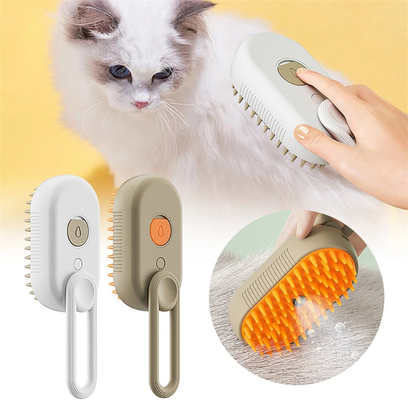 Cat Steam Brush 3 In 1 Electric Spray Hair For Massage Pet Grooming  Free Shipping ( 6 To 10 Days )